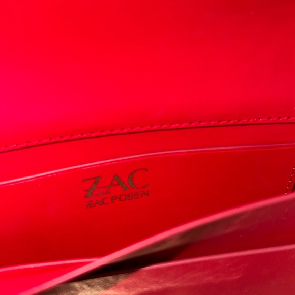 🔥🔥🔥Zac Posen Red Leather Wallet On Chain Crossbody Bag - Picture 14 of 15